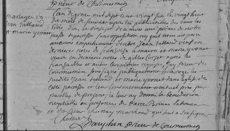M 1726 2 février Jean Talland et Marie Yvonet