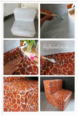 diy meuble en carton recouvert decopatch