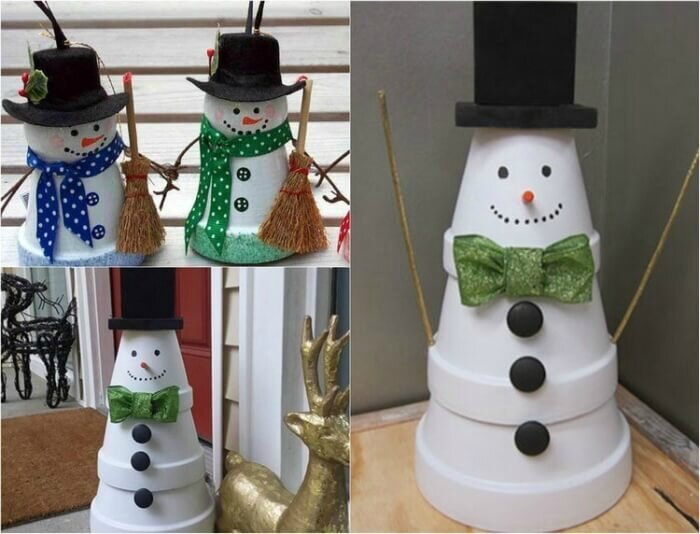 bricolage-hiver-Avent-bonhomme-neige-pots-argile