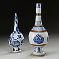 Two blue and white <b>rosewater</b> sprinklers, Qing dynasty, Kangxi period (1662-1722)