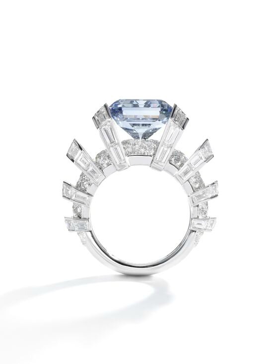 The Sky Blue Diamond Superb 8.01 carats Type IIb fancy vivid blue diamond ring Cartier Alain.R.Truong