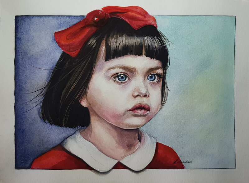 Aquarelle petite fille blanche neige watercolor