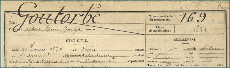 GOUTORBE Albert Henri Georges - Fiche matricule