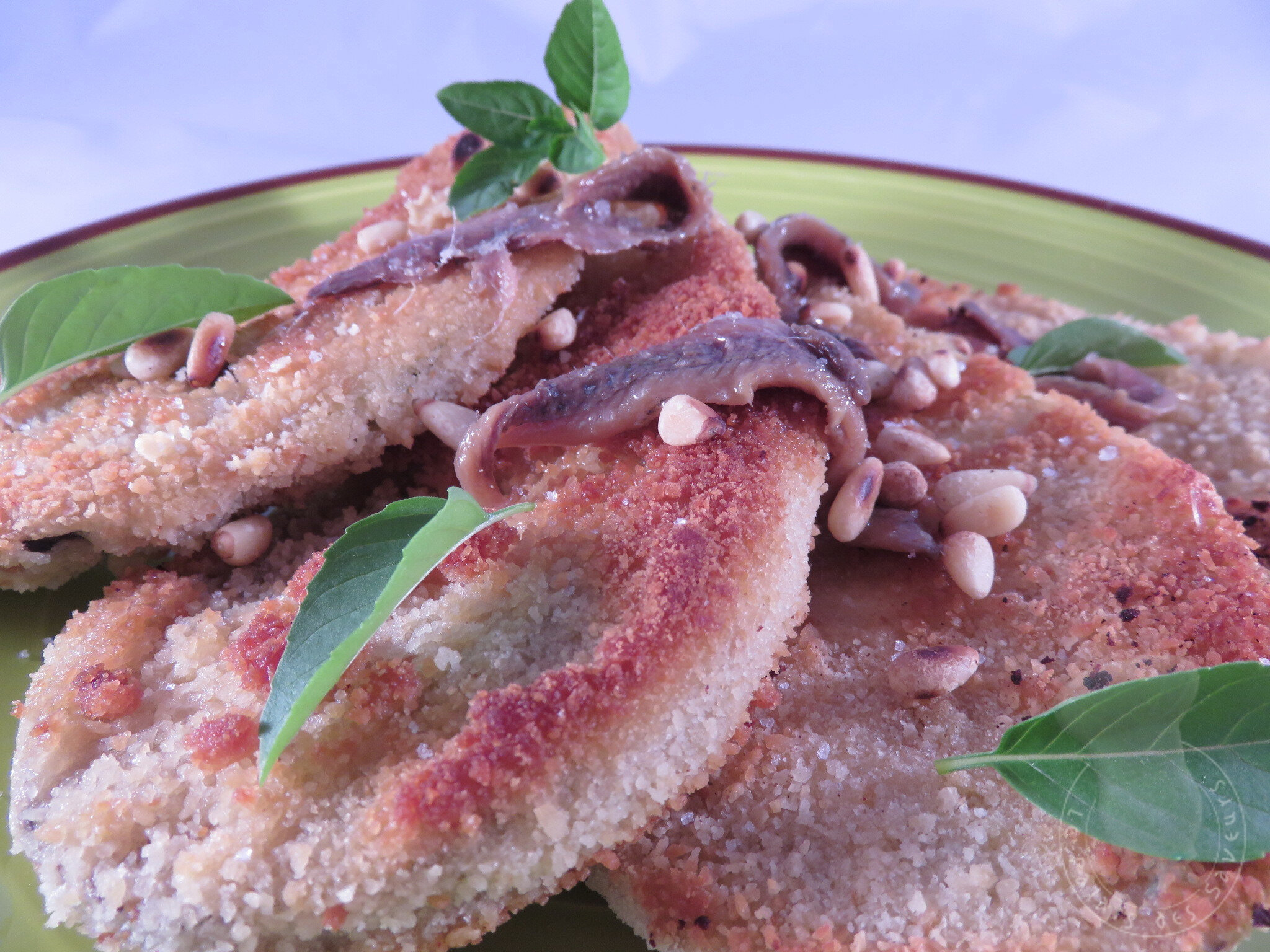 Aubergines panées et anchois