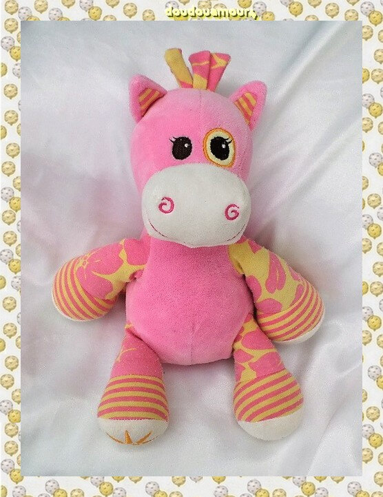 Doudou Peluche Girafe Zèbre Rose Et Jaune Soleil Animal Allay Toys R us