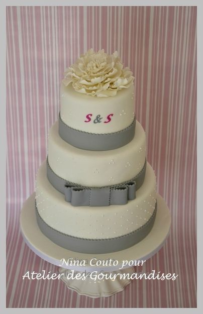 wedding cake blanc et gris