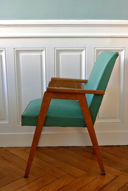 fauteuil années 50 vert (5)