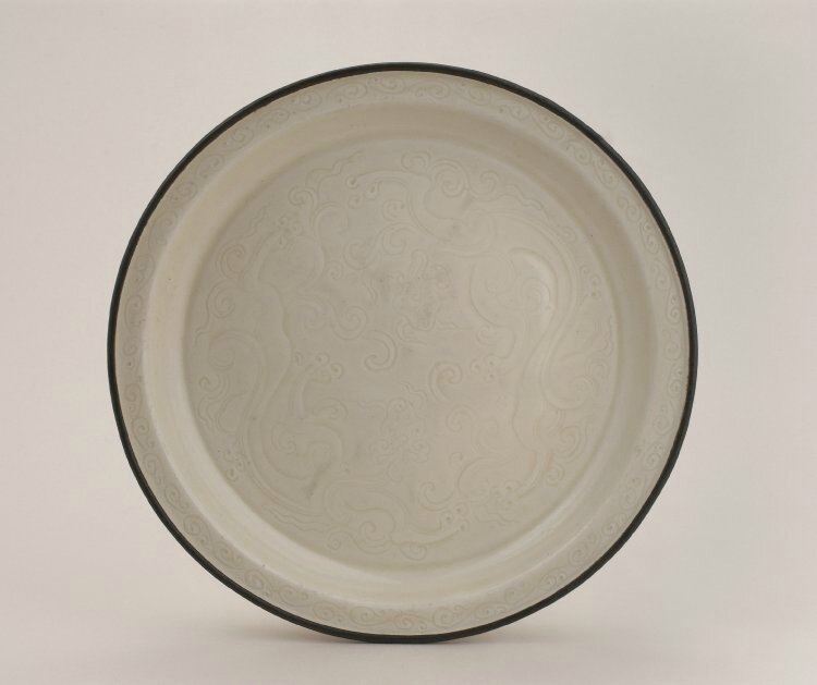 Dish with dragon amongst clouds, Northern Song dynasty