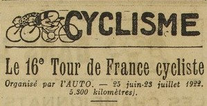 1922 06 01 Tour de France L'Auto 1R