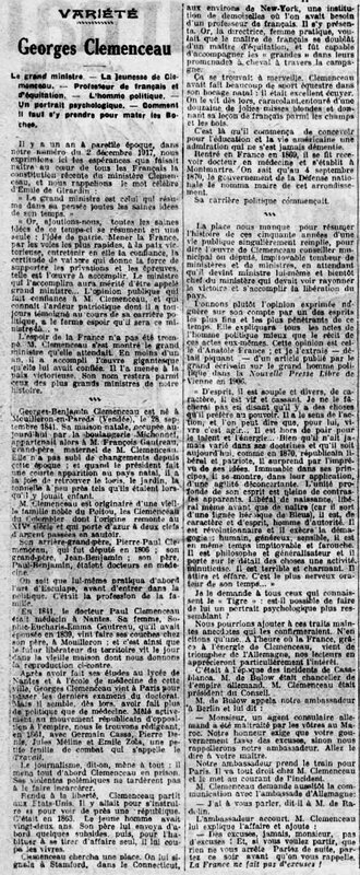 Le Petit Journal 1919 Clemenceau