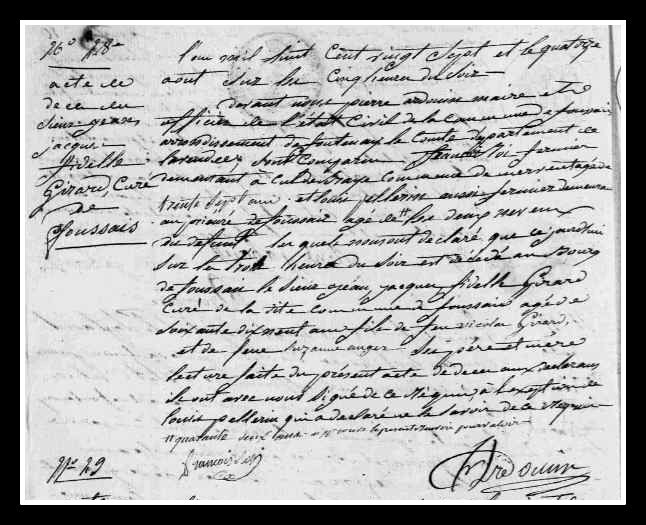 acte décès du curé Girard