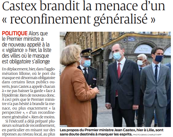 2020 08 04 SO Castex brandit la menace d'un reconfinement généralisé