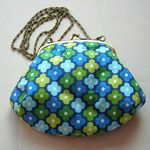 sac vintage petit fleurs bleu-vert