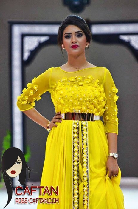 Caftan-haute-couture-jaune-formidable