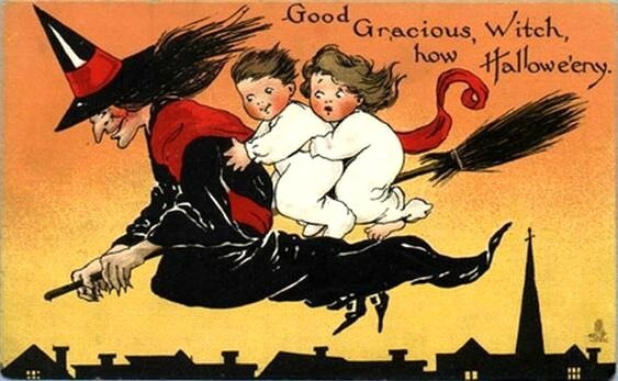 halloween-witch-broomstick-boy-girl-postcard1