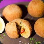 Arancini aux coquillages et poivrons