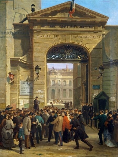 Decaen, La mairie Drouot, lecture d'une dépêche, le 19 janvier 1871