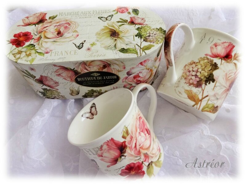 Tasse déjeuner shabby roses