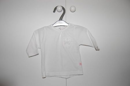 Tee-shirt blanc ML petit noeud - Taille naissance - 1€