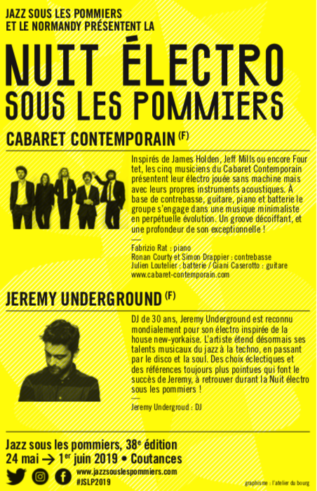 nuit électro sous les pommiers_JSLP_Coutances_Jazz_festival_2019_Cabaret Contemporain_Jérémy Underground_visuel_affiche_verso
