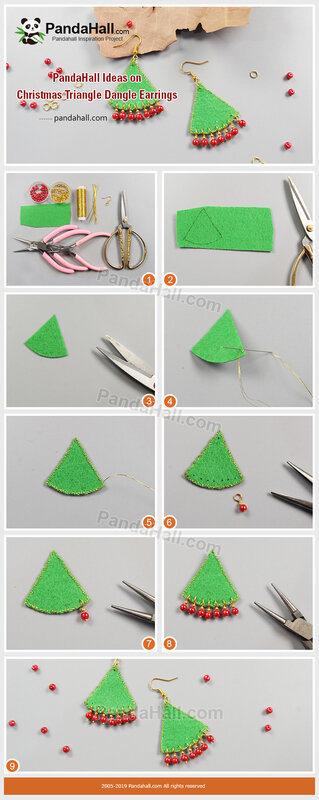 4-PandaHall Ideas on Christmas Triangle Dangle Earrings