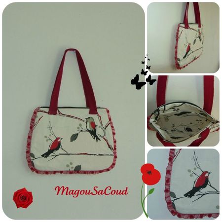 sac oiseau froufrou rouge collage s