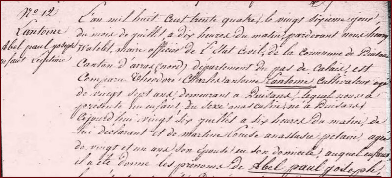 LANTOINE Abel Paul - naissance