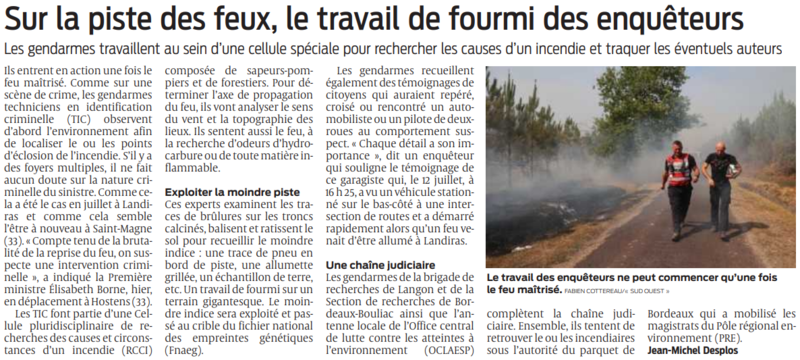 2022 08 12 SO Sur la piste des feux le travail de fourmi des enquêteurs