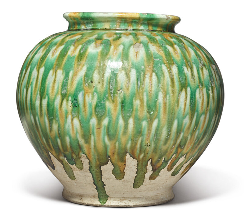 A sancai pottery jar, Tang dynasty (618-907)