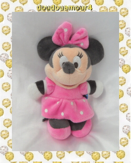 Doudou Peluche Minnie Robe Rose A Pois Disney Nicotoy 22 cm