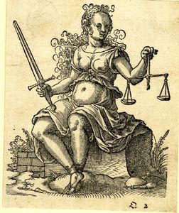 Justice 1578 Jost Amman illustr de enchiridion Francfort British Museum