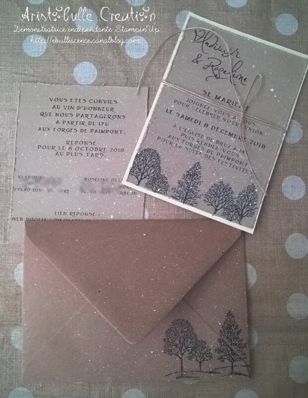 Faire-part arbres en hiver - cartons et enveloppe