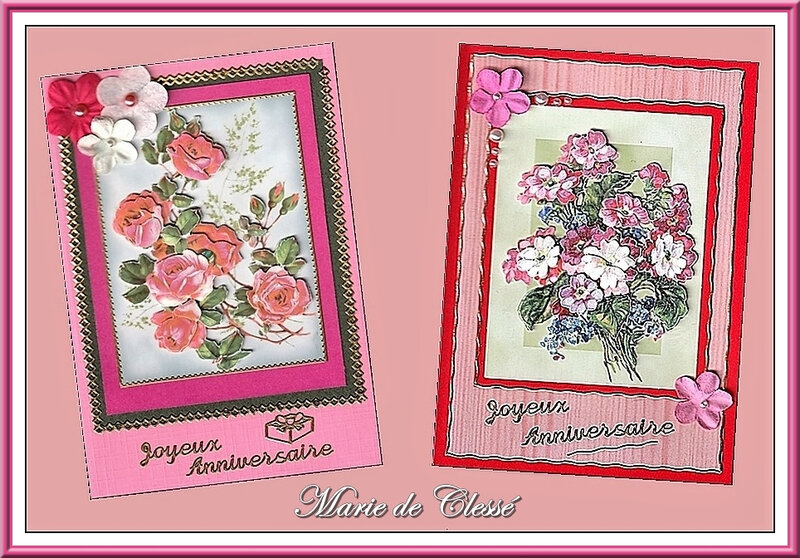 Carte 3D 2018 Bouquet roses Joyeux Anniversaire et Carte 3D 2018 Bouquet roses églantines Joyeux Anniversaire