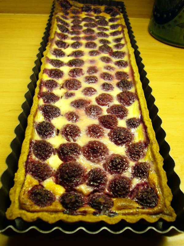 Tarte aux framboises à la pâte brisée verte