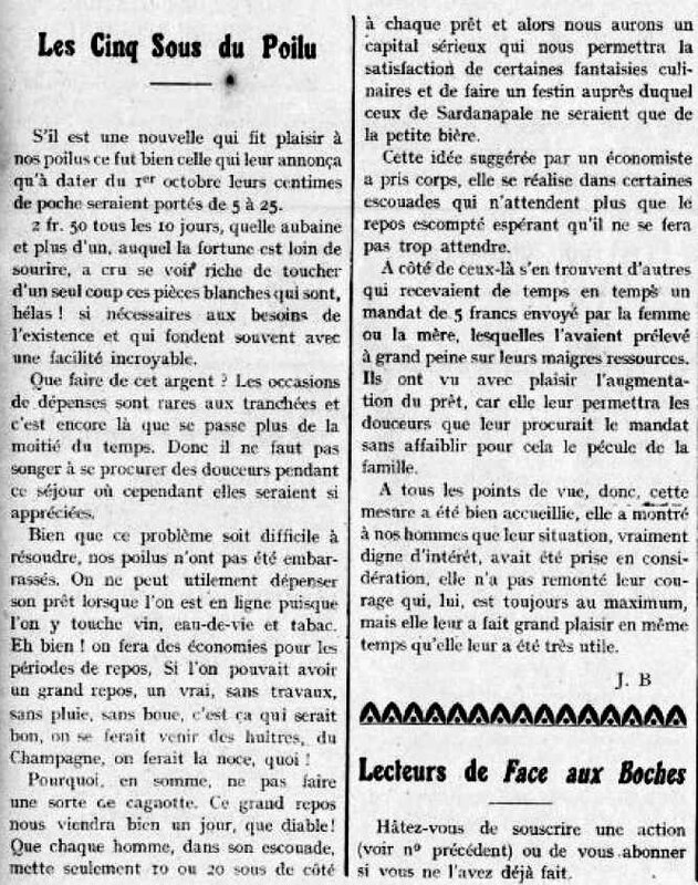 Face aux boches cinq sous