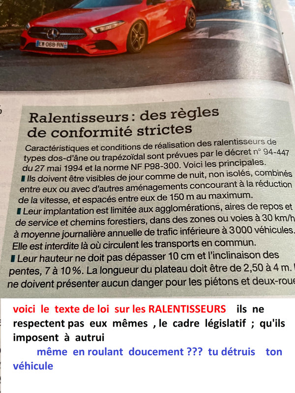 règles des ralentisseurs sur la chaussée