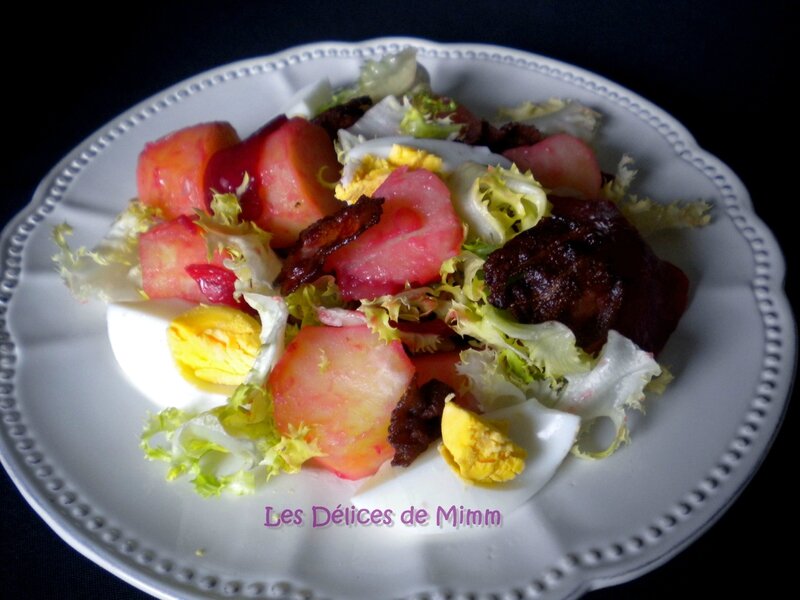 Salade chaude de pommes de terre, betteraves, œufs, lardons… 2