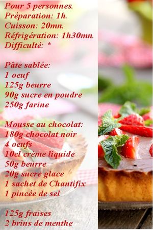 recette tarte chocolat-menthe-fraises