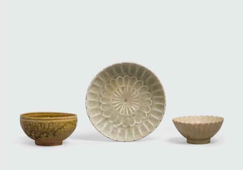 A group of three small glazed stoneware containers, Trần dynasty, 13th-15th century