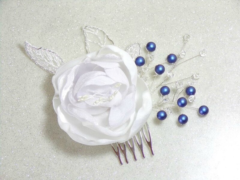 Accessoire cheveux mariage fleur perles swarovski
