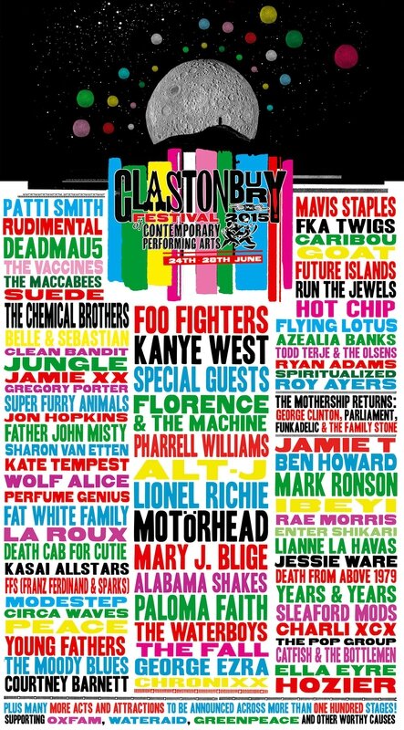 festival Glastonbury 2015 line-up programmation poster