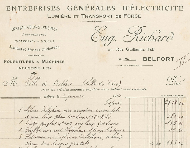 1914 01 06 Salle des Fêtes Richard Liste matériels chiffrés n°2