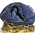 An imperially inscribed <b>lapis</b> <b>lazuli</b> 'Bodhidharma' boulder, Qing dynasty, Qianlong period (1736-1795)