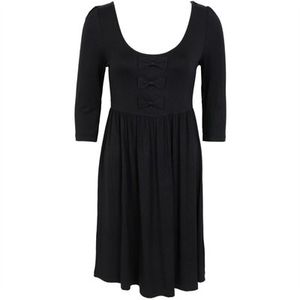 Robe_noire_demi_saison_r_tro_taille_haute___noeuds