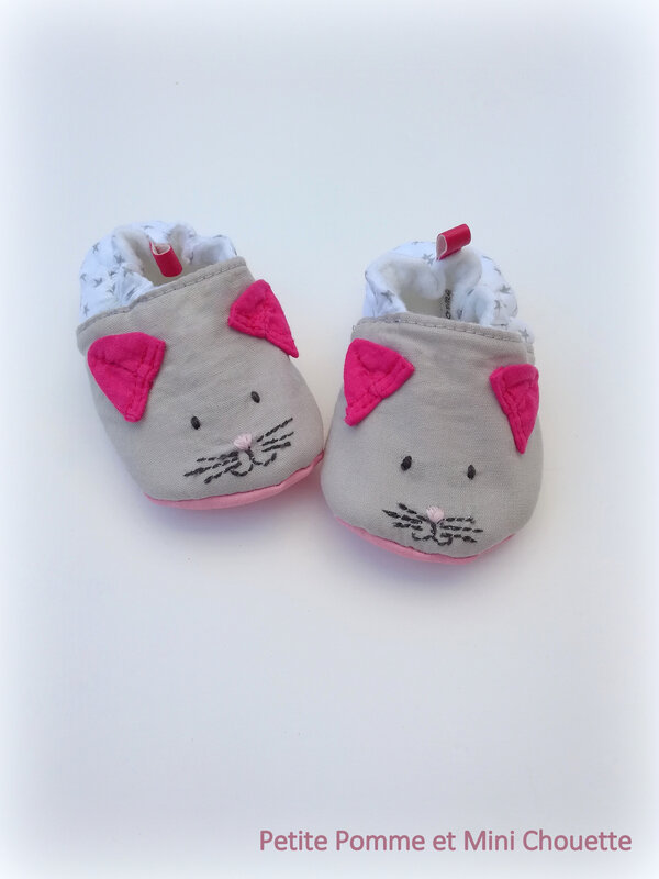 chaussons chat rose