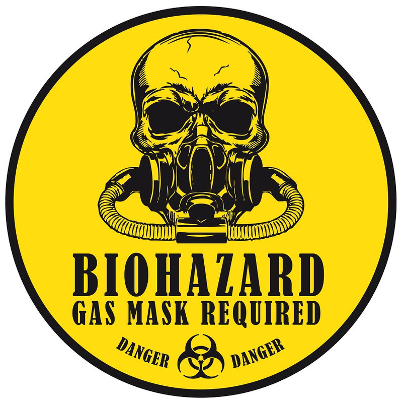 danger biohazard radioactive skull labels stickers bottle virus zombie
