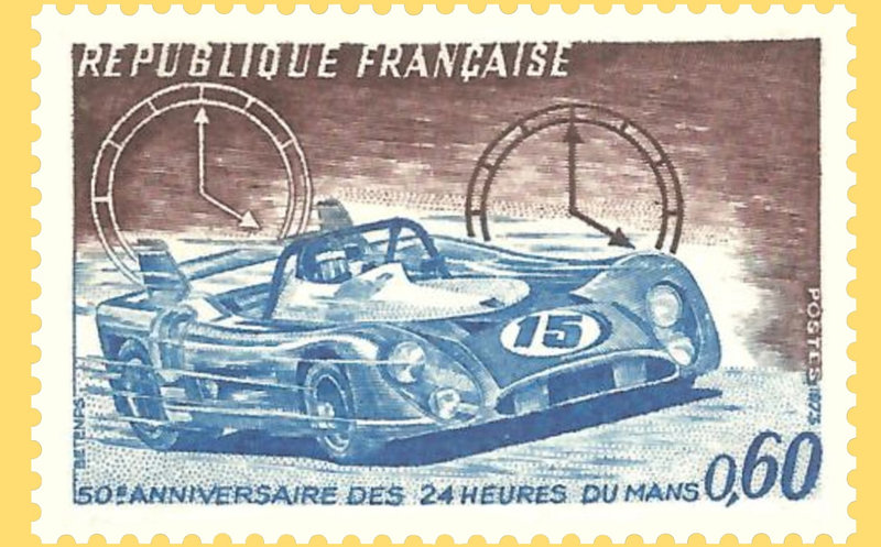 Timbre France 1973 50e anniversaire 24 Heures du Mans