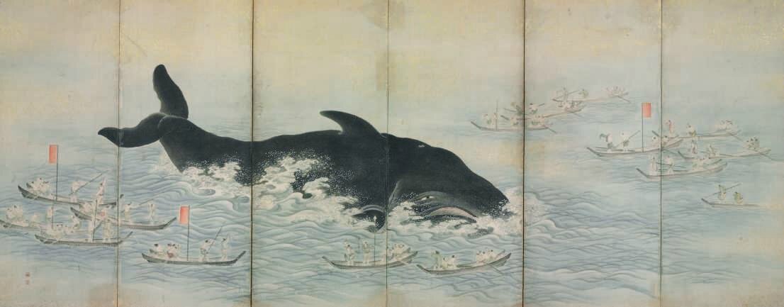 Makino Baisen (? - 1860), Whales and hunting boats - Alain.R