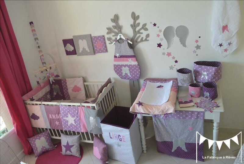 décoration chambre bébé fille mauve violet parme rose argent 5