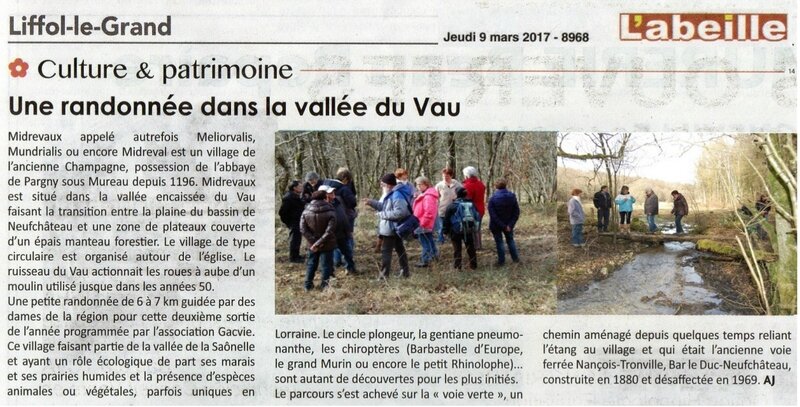 Article du 9 mars 2017 - randonnee dans la vallee du Vau